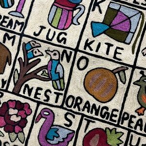 Handcrafted ABC Alphabet Tapestry Wall Hanging Childs Room Whimsical